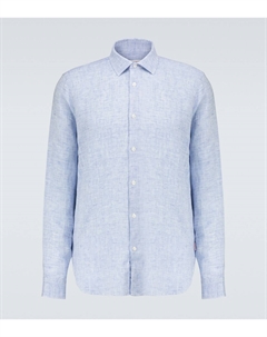 Льняная рубашка Giles с длинными рукавами, коричневый Orlebar brown