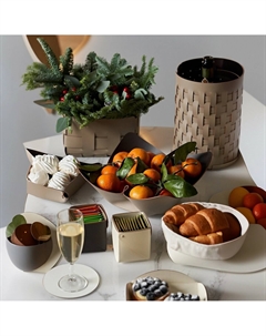 Фруктовница для сервировки стола из натуральной кожи 45 см каштановый So'home