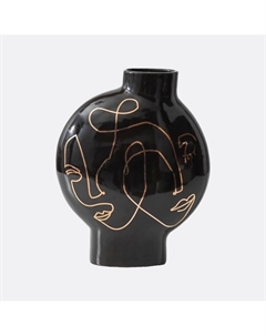 Ваза керамическая с графичным золотым рисунком черный So'home