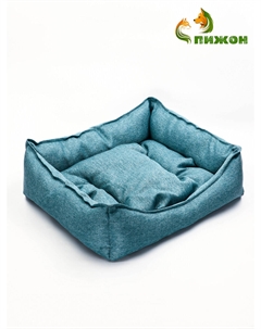 Лежанка для кошек и собак, 65×55×15 см, мебельная ткань, голубая Пижон