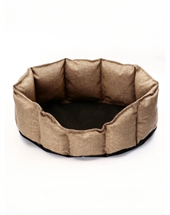 Лежанка для кошек и собак, 65×50×20 см, рогожка, искусственный мех, коричневая Пижон