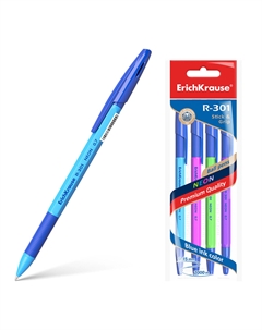 Набор шариковых ручек R-301 Neon Stick&Grip 0.7, цвет чернил синий Erich krause
