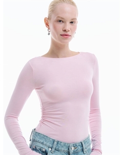 Легкое боди с драпировкой и длинным рукавом Твое