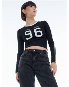 Спортивный лонгслив укороченный с лампасами Твое