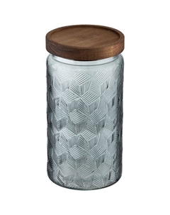 Банка для продуктов Amaretto 1л круглая стекло, дерево Leonord