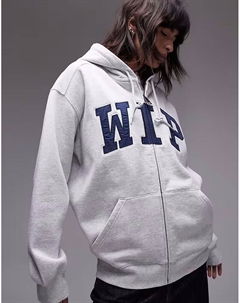 Толстовка с капюшоном с принтом на груди в сером меланжевом цвете Carhartt wip