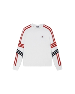 ФИЛА Женский свитер, цвет Cloud White/Bliss Pink/Green Fila