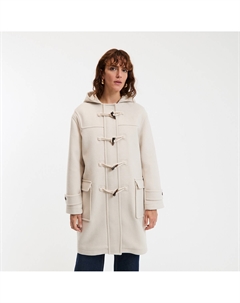 Пальто дафлкот средней длины с капюшоном бежевый La redoute collections