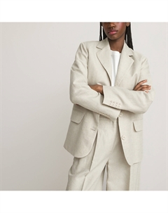 Блейзер прямого покроя из льна и хлопка бежевый Laredoute