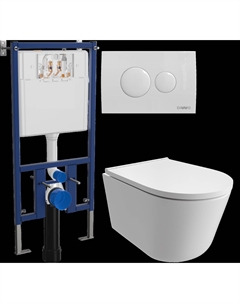 Комплект Унитаз подвесной Архангельск 0800 + Инсталляция 4501 + Кнопка 7310 белая Diwo
