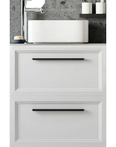 Тумба под раковину со столешницей Эстерсунд 60 матовая белая, монте тиберио, с отверстием для смесителя Stworki