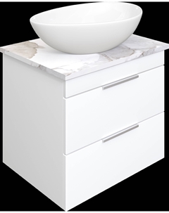 Тумба под раковину со столешницей Копенгаген 60 белая, сатиновая белая Stworki