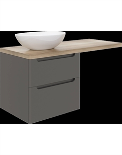 Тумба под раковину со столешницей Берген 122 серая, столешница светлая, без отверстий + правый кронштейн Stworki