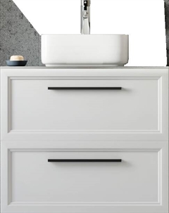 Тумба под раковину со столешницей Эстерсунд 75 матовая белая, простоун беж Stworki