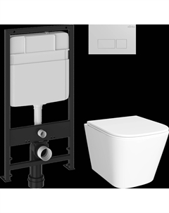 Комплект Унитаз подвесной Смоленск 5412 + Инсталляция EWRIKA ProLT 0026-2020 + Кнопка 0042 белая Diwo