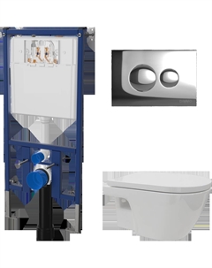 Комплект Унитаз подвесной Углич 0710 + Инсталляция 4501 + Кнопка 7312 хром Diwo