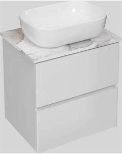 Тумба под раковину со столешницей Колдинг 60 белая, сатиновая белая Stworki