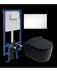 Комплект Унитаз подвесной Ноттвиль SETK3104-2616 черный + Инсталляция 510162 + Кнопка Хельсинки 500470 белая Stworki