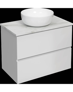 Тумба под раковину со столешницей Колдинг 80 белая, сатиновая светло-серая Stworki