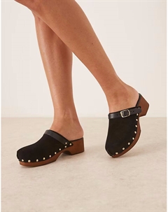 Закрытые заклепочные сабо Miles от из черной замши Asos design