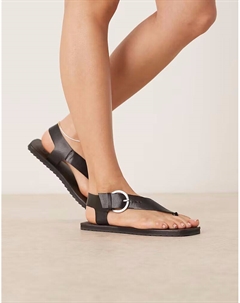 Сандалии Firth toe на плоской подошве из черной кожи Asos design