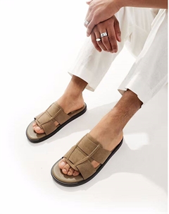 Сандалии-слайдеры бежевого цвета Asos design