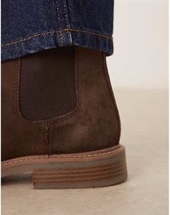 Ботинки челси из коричневой замши с натуральной подошвой Asos design