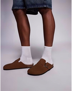 Сандалии-сабо коричневого цвета с пробковой подошвой Asos design