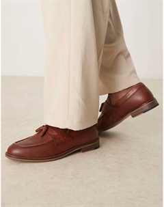 Лоферы из коричневой кожи с кисточками Asos design