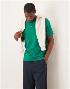 Футболка с центральным логотипом, средне-зеленого цвета Gant