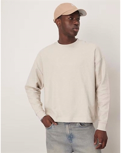 Premium плотный свободный фактурный топ с длинными рукавами кремового цвета Asos design