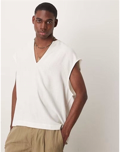 Рубашка свободного кроя без рукавов из льняной смеси белого цвета от Asos design