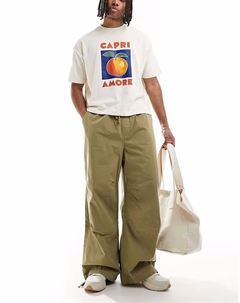 Парашютные брюки из поплина цвета хаки Asos design