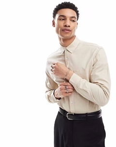 Рубашка оксфорд обычного цвета светло-каменного цвета Asos design