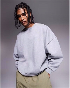 Толстовка премиум-класса из плотной ткани экстремального размера плотностью 400 г/м² серого меланжевого цвета - LGREY Asos design