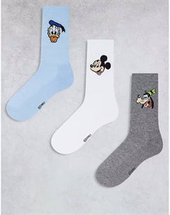 3 пары носков с Микки Маусом и друзьями Disney в разноцветной упаковке Asos design