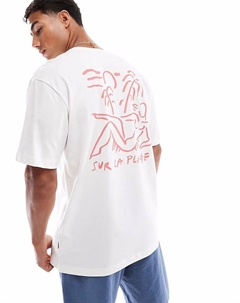 Футболка свободного кроя с принтом sur la plage на спине белого цвета Only & sons