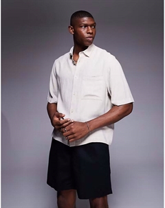 Рубашка свободного кроя из льняной смеси цвета «камень» Asos design