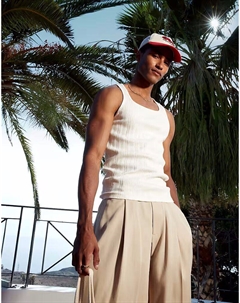 Облегающая майка с высоким квадратным вырезом кремового цвета Asos design