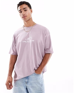 Футболка свободного кроя с изображением города в сиреневом цвете Asos design
