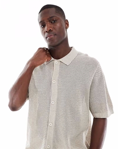 Рубашка-поло Premium на пуговицах кремового цвета Jack & jones