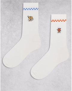 2 пары носков с изображением персонажей фастфуда цвета экрю Asos design