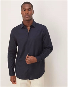 Рубашка классического льна темно-синего цвета Asos design