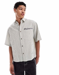 Рубашка свободного кроя в полоску с коротким рукавом зеленого цвета Asos design