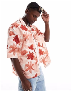 Свободная рубашка revere с цветочным принтом розового цвета Asos design