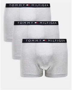 Комплект из 3 трусов-боксеров Original серого цвета с темно-синим поясом Tommy hilfiger
