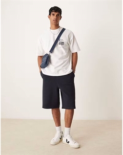 Свободные удлиненные текстурированные шорты темно-синего цвета Asos design