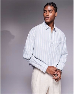 Рубашка свободного кроя в белую и синюю полоску Asos design