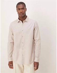 Рубашка из льняной смеси, классического тона, серого цвета Asos design