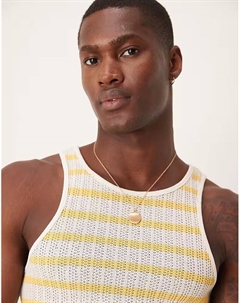 Майка Muscle Fit с круглым вырезом в фактурную белую и желтую полоску Asos design